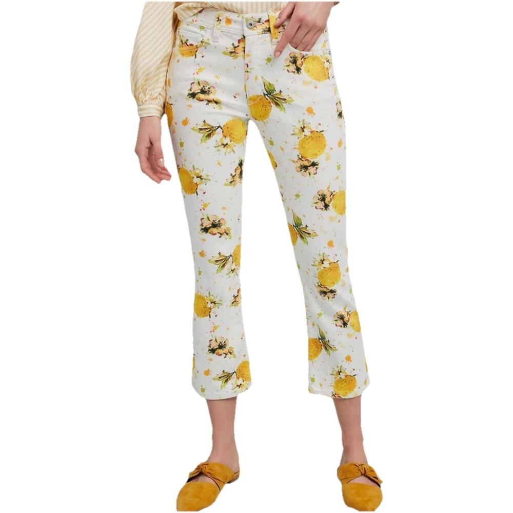 Anthropologie PILCRO and the Letterpress Lemon Print High-Rise Bootcut Jeans 27